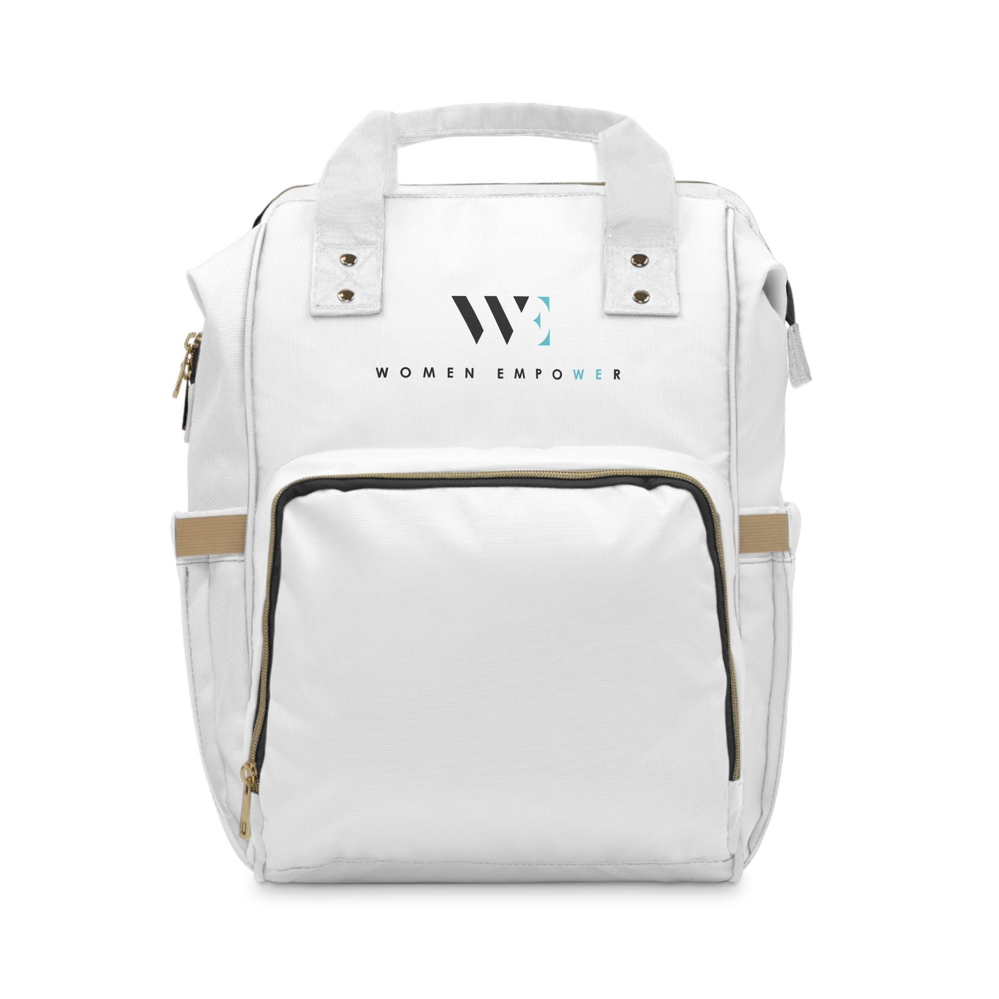 Women Empower Multifunctional Diaper Backpack – Stylish White Baby Bag with Insulated Pockets