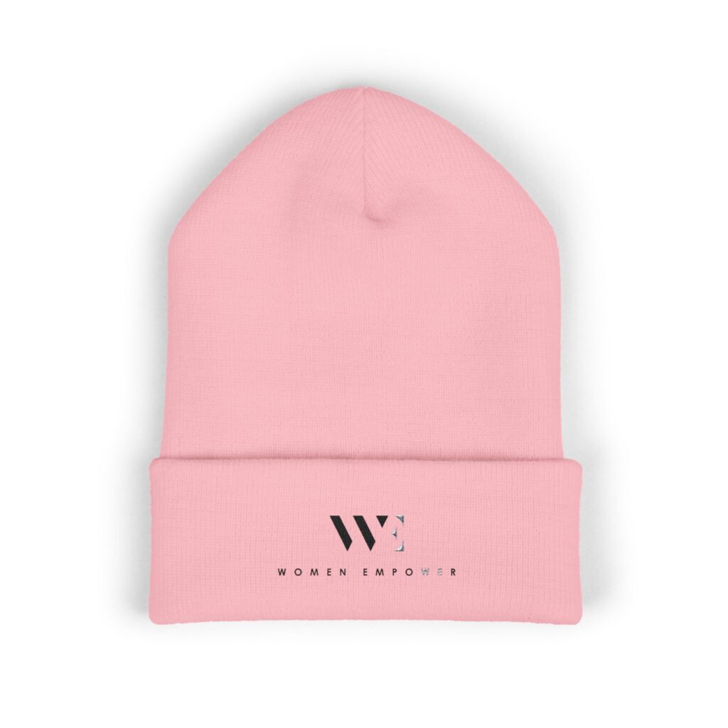Embroidered "Women Empower" Cuffed Beanie — Classic Knit Winter Hat