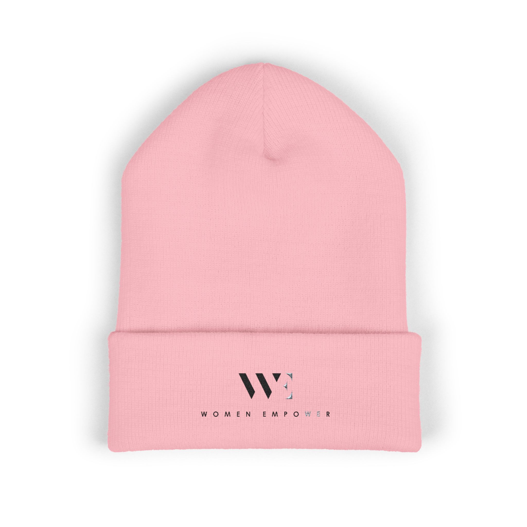 Embroidered "Women Empower" Cuffed Beanie — Classic Knit Winter Hat