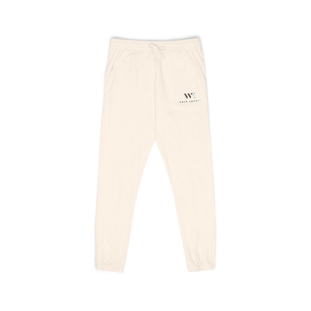 Cream Logo Sweatpants — Minimalist Fleece Joggers with Small Chest Emblem