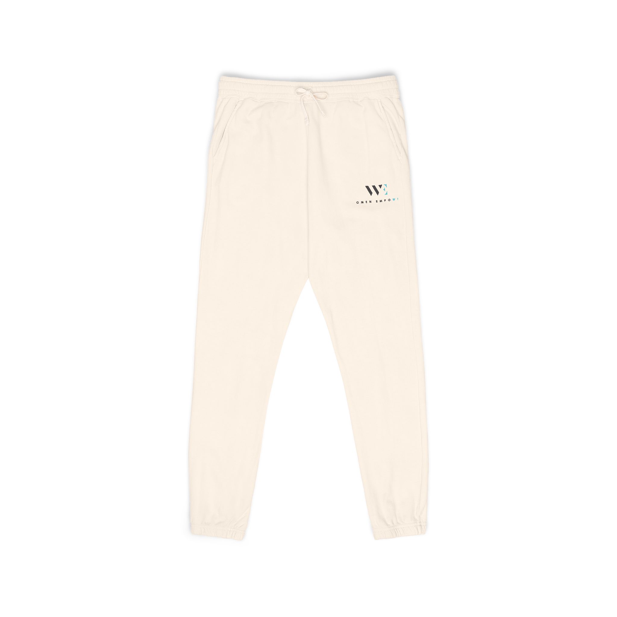 Cream Logo Sweatpants — Minimalist Fleece Joggers with Small Chest Emblem