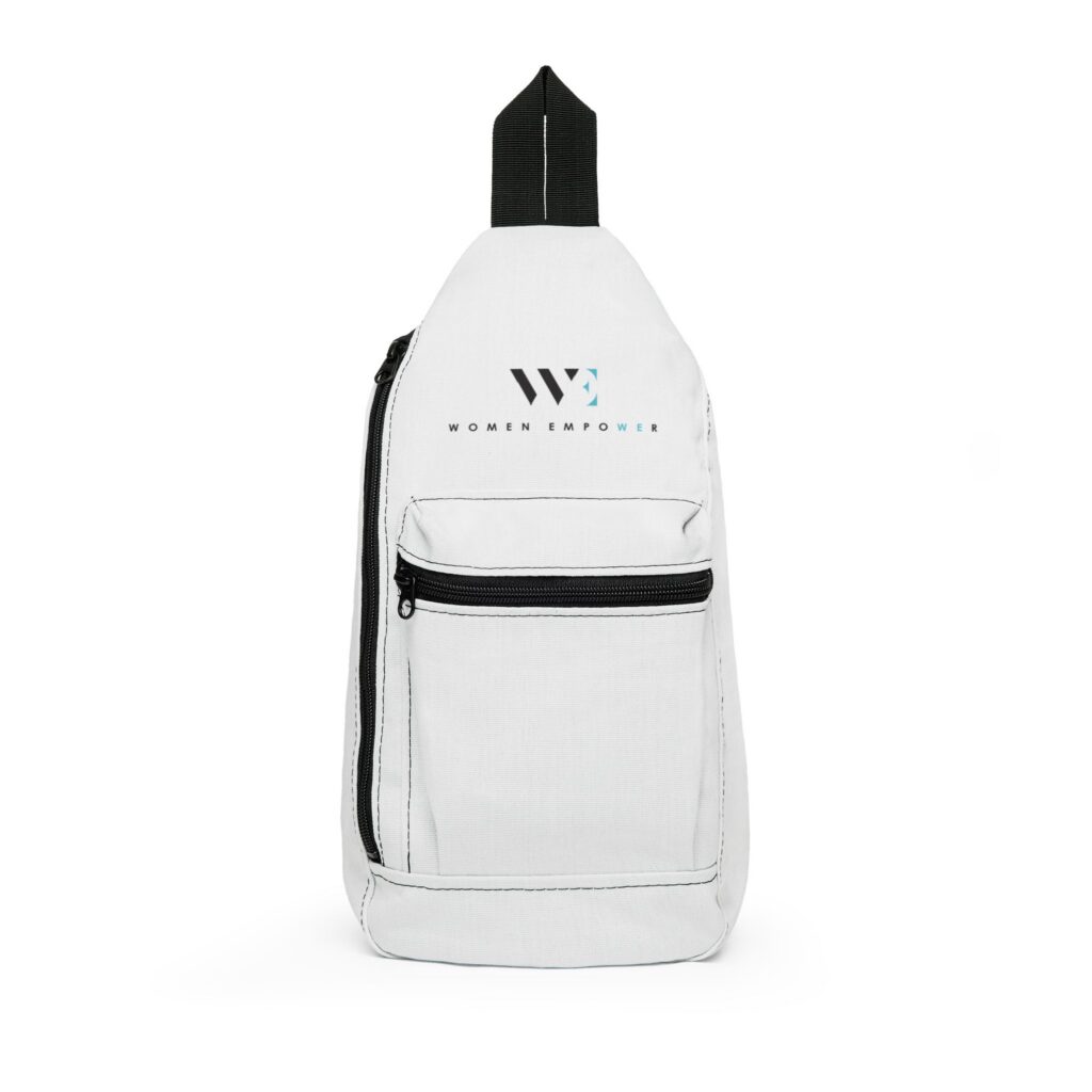 WE White Sling Bag — Lightweight Crossbody Pack with Front Zip Pocket