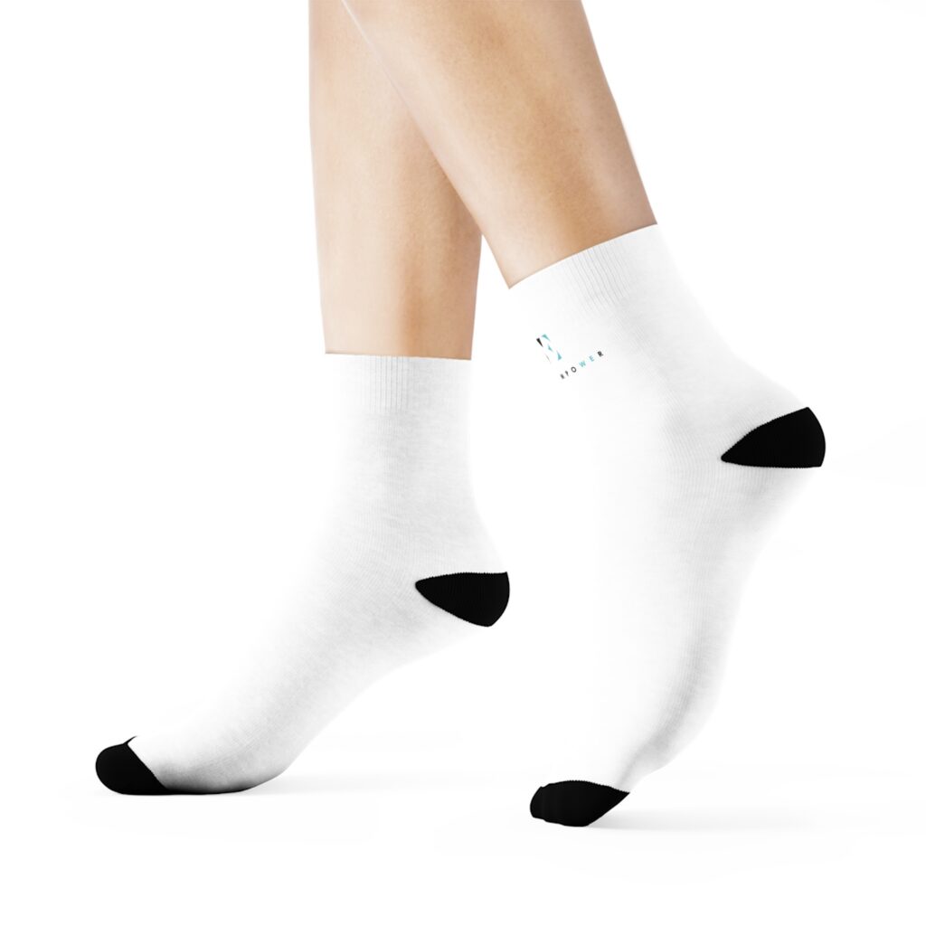 White Crew Socks with Black Heel & Toe – Minimal Athletic Everyday Socks